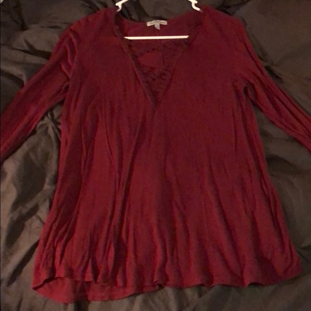 Maroon Charlotte Russe Long-sleeve Top